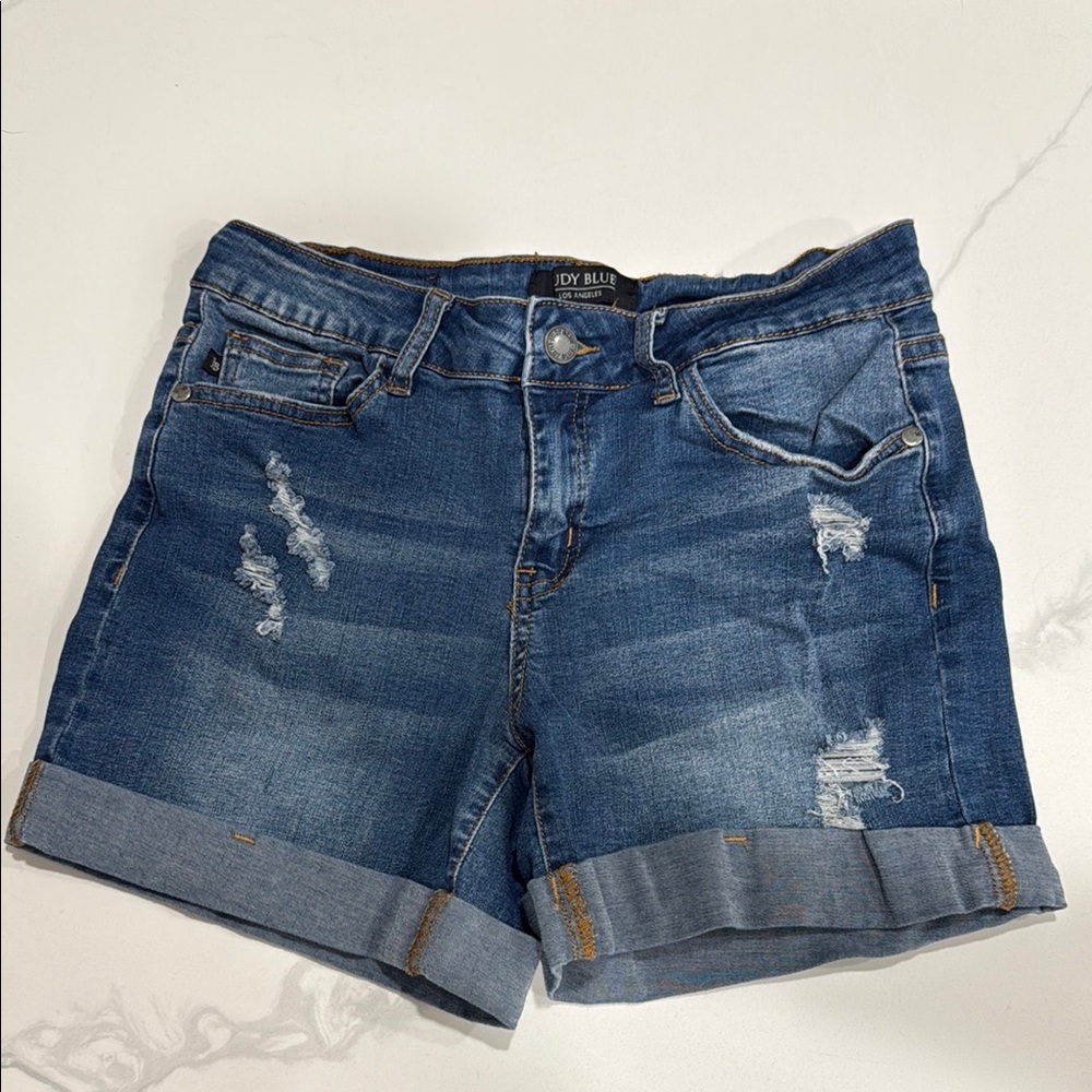 Judy Blue Blue Jean Shorts Distressed Rolled Hems